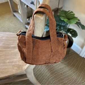 Corduroy Shoulder Hand Bag with Detachable Strap